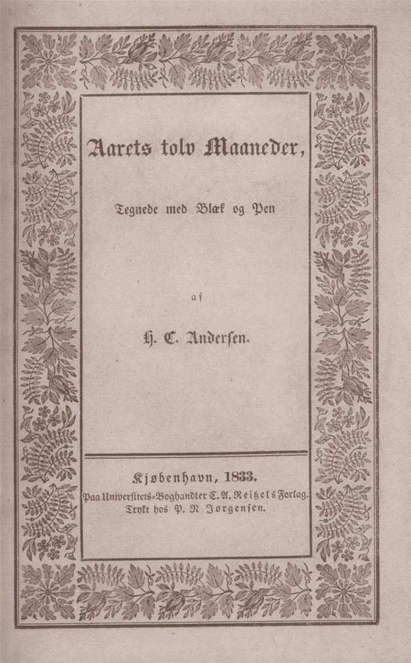 Bog: Aarets tolv maaneder.tegnede med blæk og pen af H...., 1833 (Dansk)
